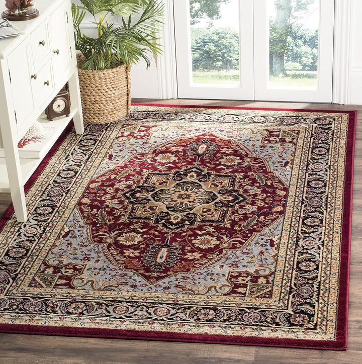 Lyndhurst Collection Area Rug - 9' x 12', Ivory & Red, Traditional Oriental Design, Non-Shedding & Easy Care, Ideal for High Traffic Areas in Living Room, Bedroom (LNH330A)