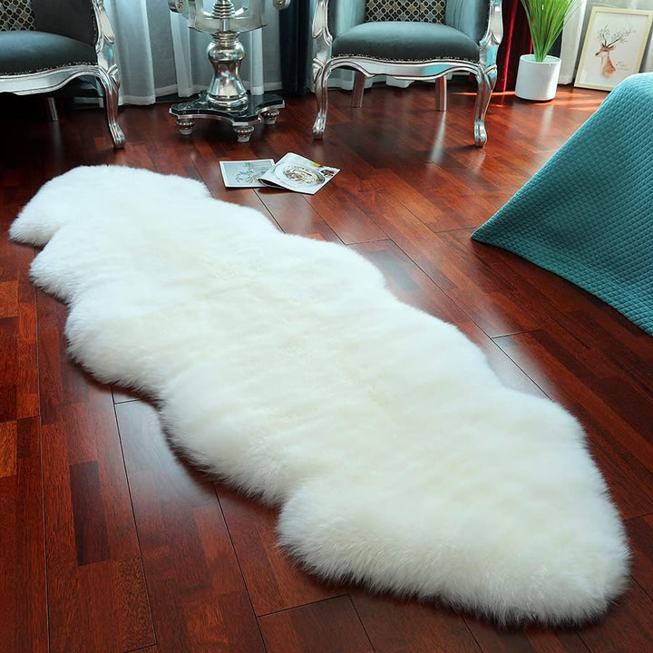 Genuine Sheepskin Area Rug Wool Rug Fur Carpet Fluffy Shaggy Fur Rug for Living Room Kids Bedroom Real Sheepskin Throw Lambskin Rugs Sofa Mat Chair Seat Covers (Tan, 2 x 6 ft Sheepskin)