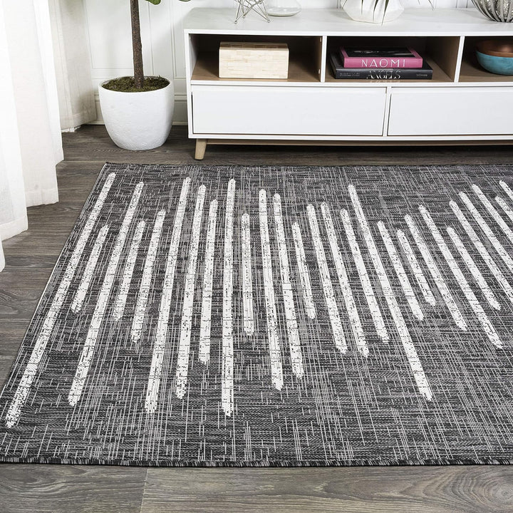 Zolak Berber Stripe Geometric Indoor Outdoor Area-Rug, Bohemian Contemporary Design, Easy-Cleaning, Bedroom, Kitchen, Backyard, Patio, Non Shedding