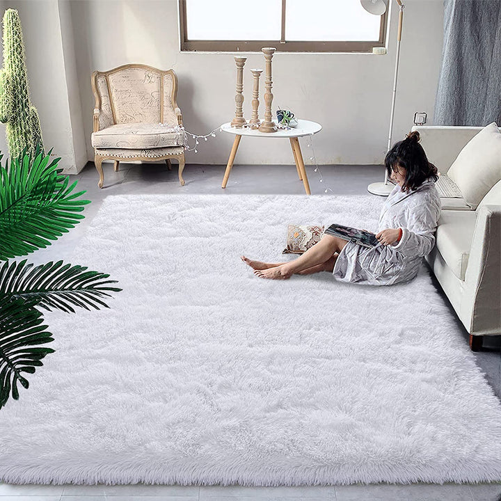 Super Soft Shaggy Rugs Fluffy Carpets, 4x6 ft, Green Area Rug for Living Room Bedroom Girls Kids Room Nursery Home Decor, Non-Slip Plush Indoor Floor Bedside Rug, 4x6 Feet Green