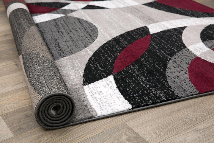 Contemporary Abstract Circles Perfect for High Traffic Areas of your Living Room, Bedroom, Home Office, Kitchen Area Rug