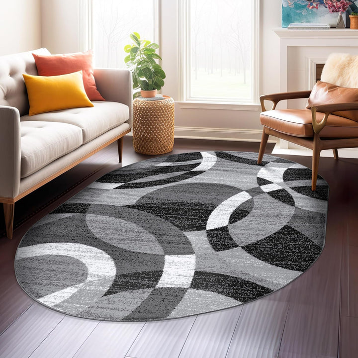 Contemporary Abstract Circles Perfect for High Traffic Areas of your Living Room, Bedroom, Home Office, Kitchen Area Rug