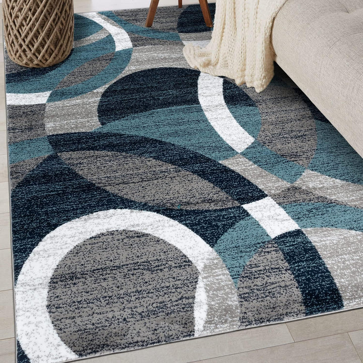 Contemporary Abstract Circles Perfect for High Traffic Areas of your Living Room, Bedroom, Home Office, Kitchen Area Rug