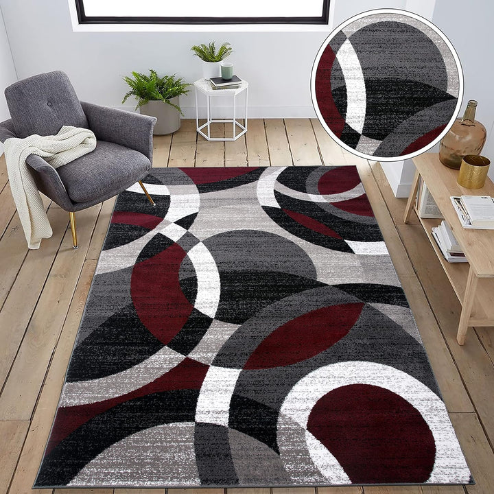 Contemporary Abstract Circles Perfect for High Traffic Areas of your Living Room, Bedroom, Home Office, Kitchen Area Rug