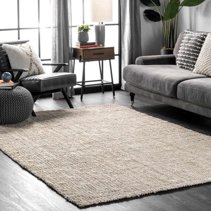 Ashli Solid Farmhouse Jute Accent Rug, Natural