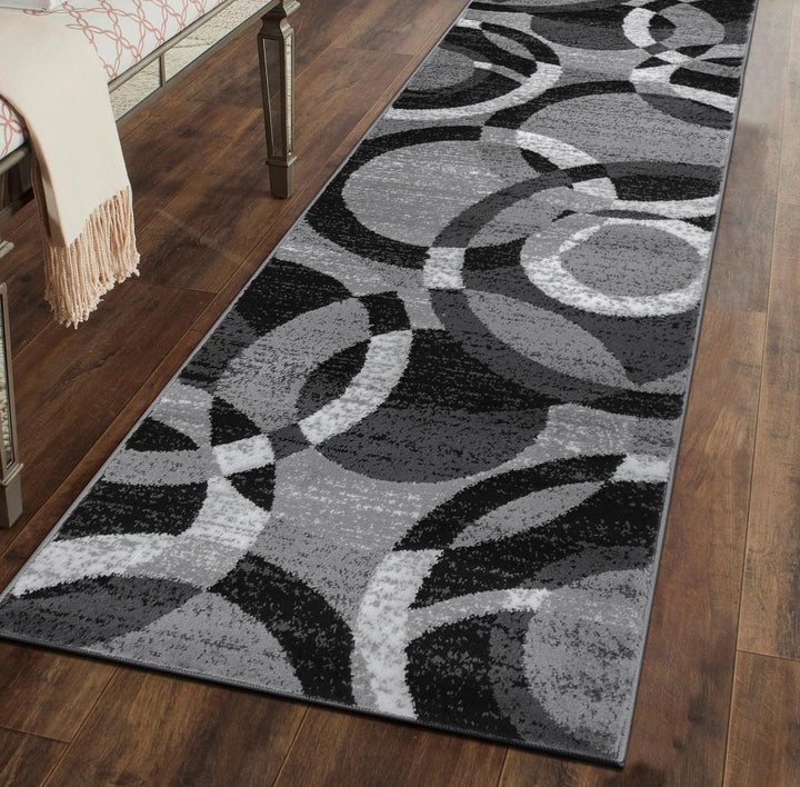 Contemporary Abstract Circles Perfect for High Traffic Areas of your Living Room, Bedroom, Home Office, Kitchen Area Rug