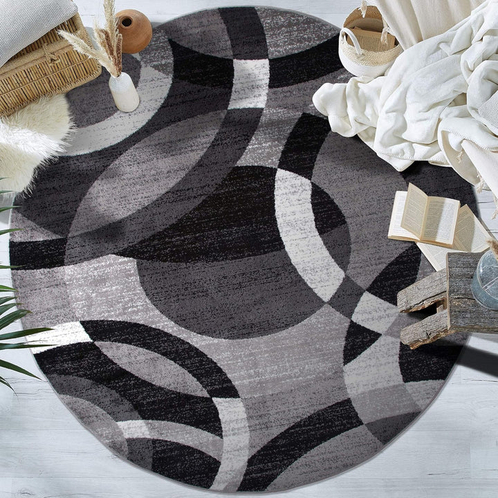 Contemporary Abstract Circles Perfect for High Traffic Areas of your Living Room, Bedroom, Home Office, Kitchen Area Rug