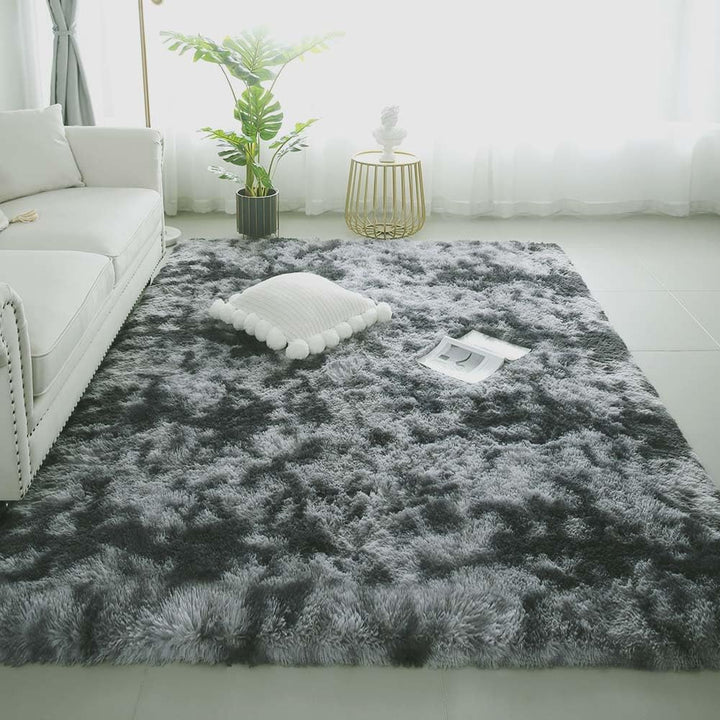 6x9 Area Rugs for Living Room, Machine Washable Shag Soft Shaggy Fluffy Rug, Non-Slip Indoor Floor Carpet for Bedroom, Kids Baby Boys Teen Dorm Home Decor Aesthetic, Silver&Grey