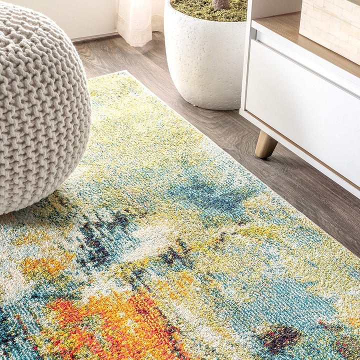 Contemporary POP Modern Abstract Area-Rug, Bohemian, Easy-Cleaning, for Bedroom, Kitchen, Living Room, Non Shedding