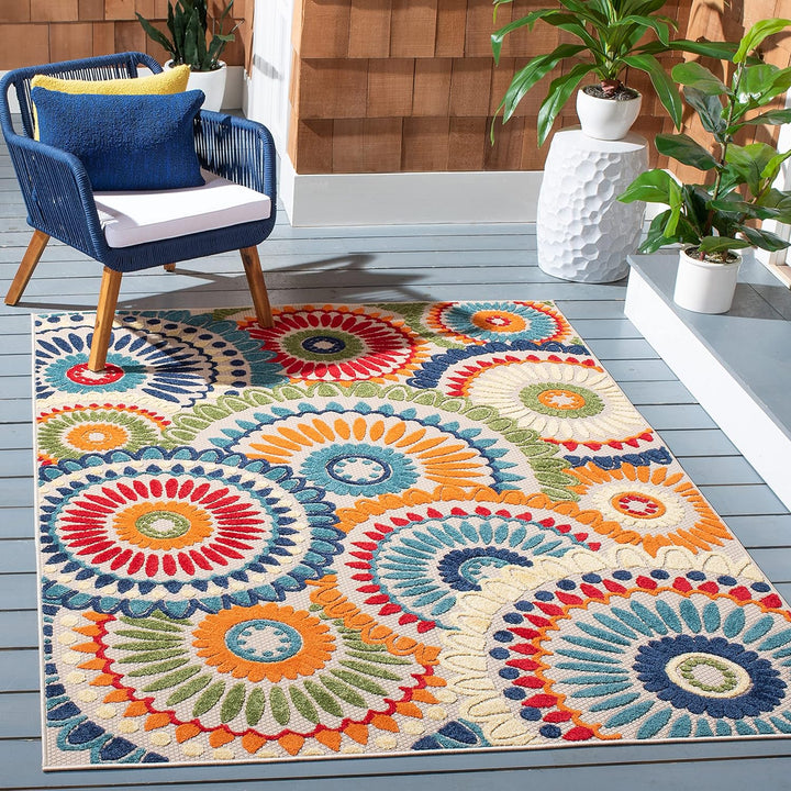 Cabana Collection Area Rug, Boho Medallion Design, Non-Shedding & Easy Care, Indoor/Outdoor & Washable-Ideal for Patio, Backyard, Mudroom