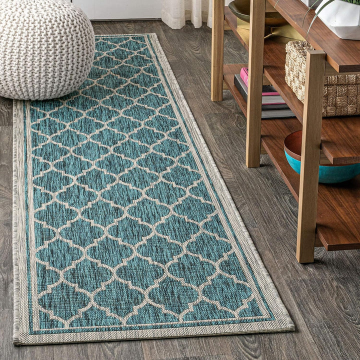 Trebol Moroccan Trellis Textured Weave Indoor Outdoor Area Rug, Modern, Bohemian, LivingRoom, Backyard