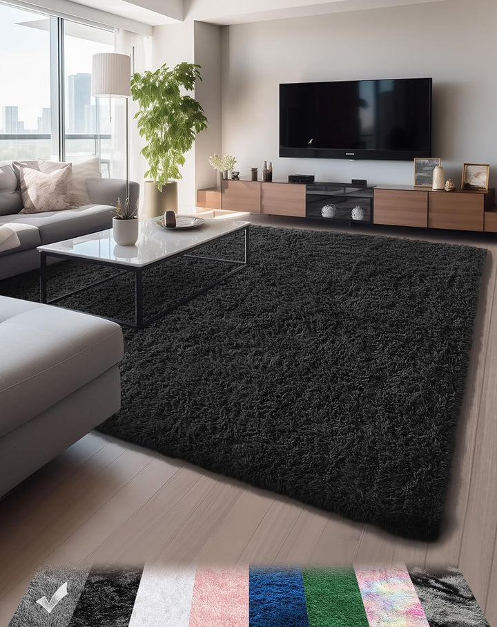 Machine Washable 6x9 Rugs for Living Room,Grey Fluffy Carpet Large Fuzzy Plush Shag Comfy Soft, Non-Slip Indoor Floor Carpet,for Kids Boys Girls, Room,Bedroom,Playroom, Home Decor Aesthetic