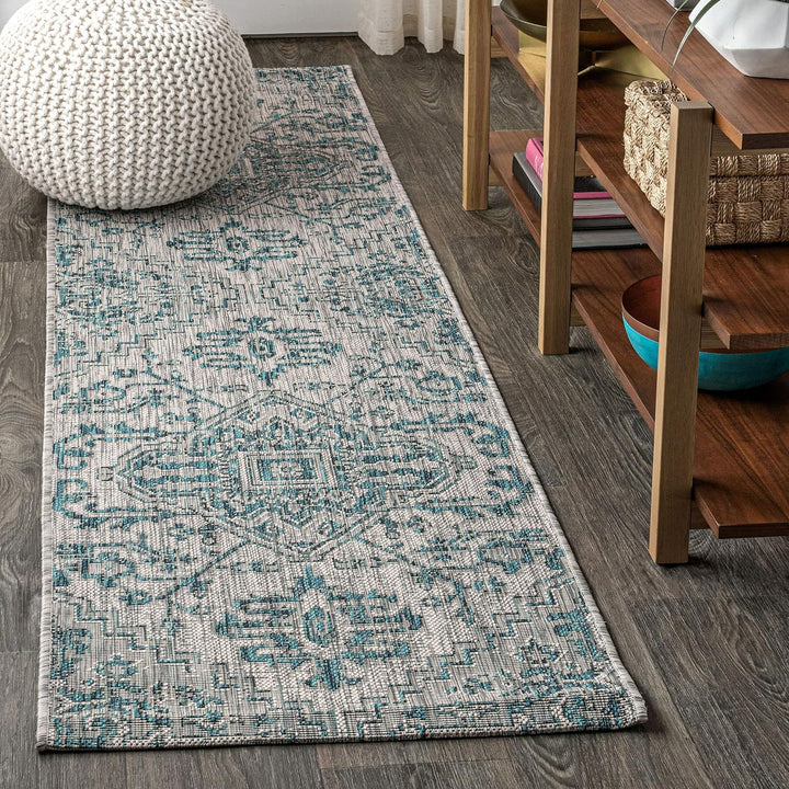 Estrella Bohemian Medallion Textured Weave Indoor/Outdoor Area-Rug, Coastal, Easy-Cleaning, HighTraffic, LivingRoom, Backyard, Non Shedding