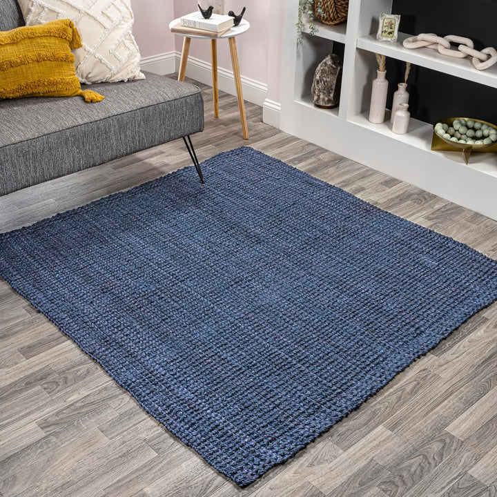 NRF102A-3 Pata Hand Woven Chunky Jute Indoor Area -rug Bohemian Farmhouse Easy -cleaning Bedroom Kitchen Living Room Non Shedding, 3 ft x 5 ft, Natural Color