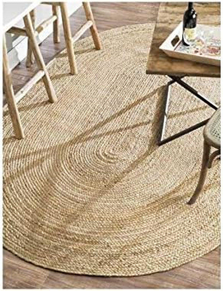 Rigo Jute Hand Woven Area Rug, Natural, Solid Farmhouse Design, Natural Fiber, For Bedroom, Living Room, Dining Room, Hallway, Office, Kitchen, Entryway