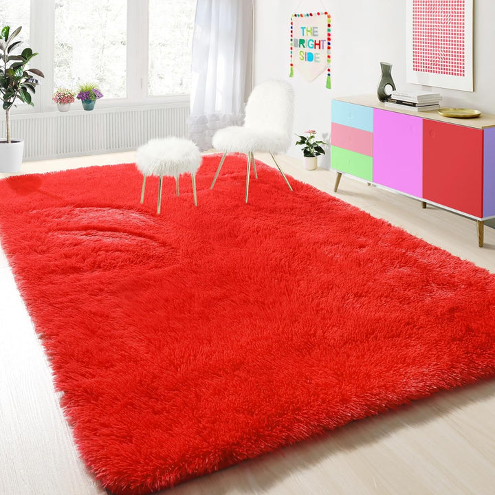 Pink Rugs for Girls Bedroom 4x6 Ft Fluffy Cute Girls Room Decor Aesthetic Area Rug Kawaii Baby Nursery Rug Plush Playroom Rug Shag Teen Girls Rug Thick Fur Dorm Rug Living Room Carpet