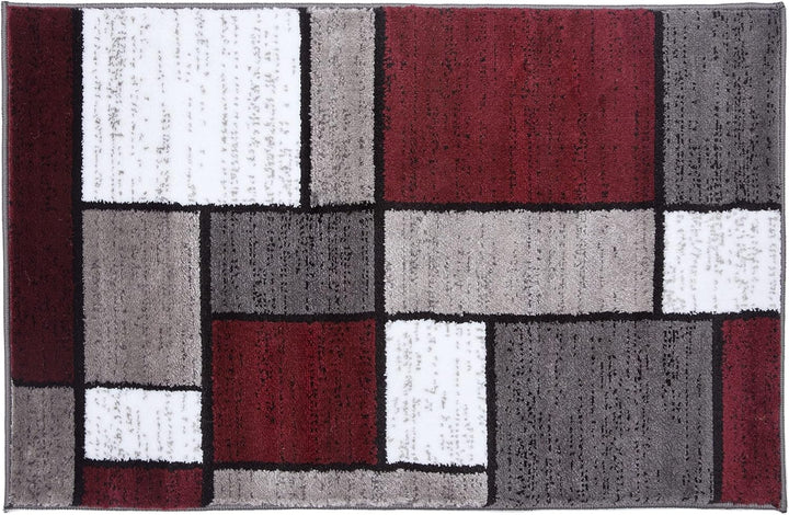 Contemporary Modern Boxes for Home Office, Living Room, Bedroom, Kitchen Non Shedding Area Rug