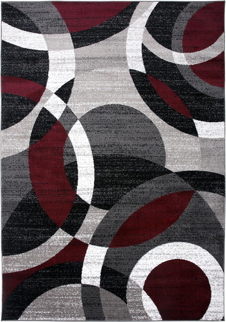 Contemporary Abstract Circles Perfect for High Traffic Areas of your Living Room, Bedroom, Home Office, Kitchen Area Rug