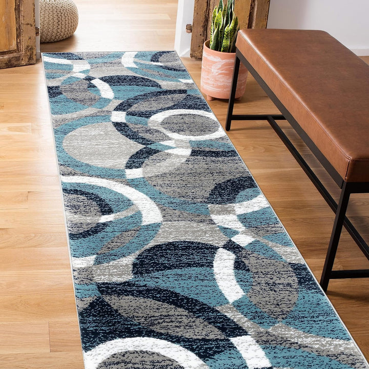 Contemporary Abstract Circles Perfect for High Traffic Areas of your Living Room, Bedroom, Home Office, Kitchen Area Rug