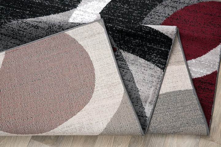 Contemporary Abstract Circles Perfect for High Traffic Areas of your Living Room, Bedroom, Home Office, Kitchen Area Rug