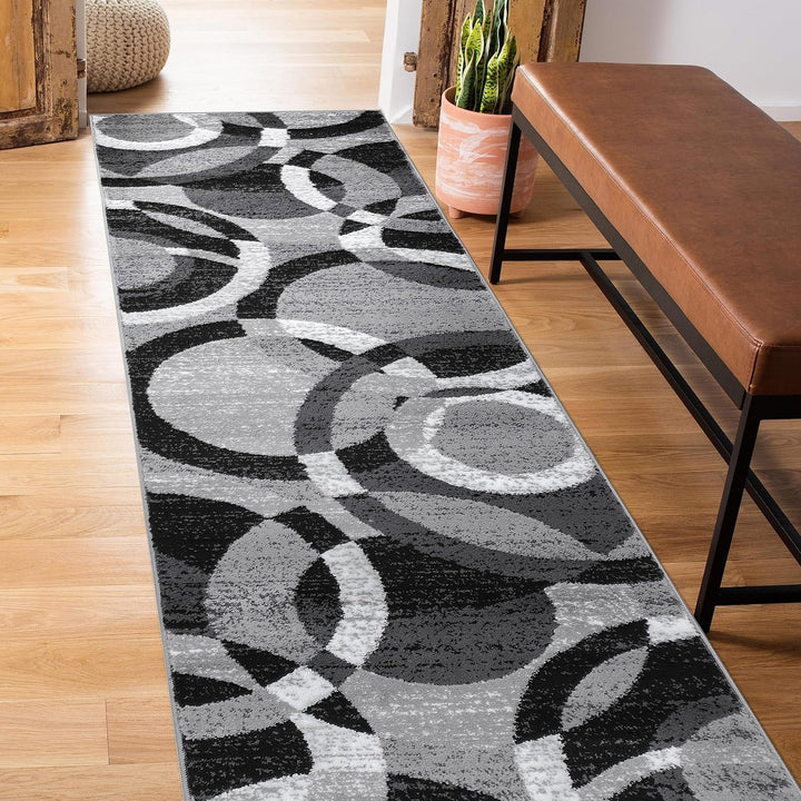 Contemporary Abstract Circles Perfect for High Traffic Areas of your Living Room, Bedroom, Home Office, Kitchen Area Rug