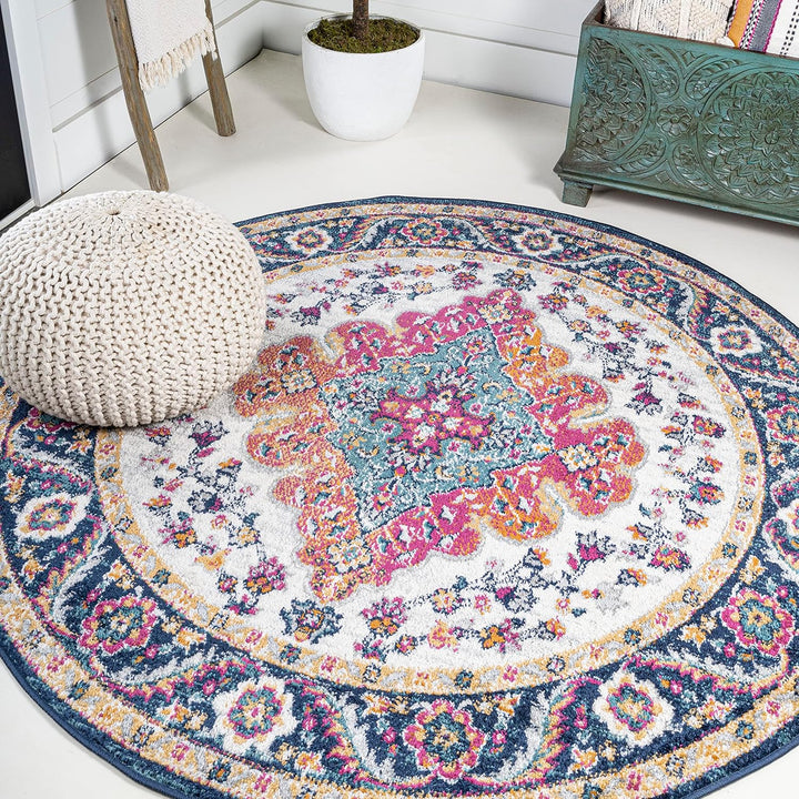 Bohemian Flair Boho Vintage Medallion Indoor Area-Rug Floral Easy-Cleaning High Traffic Bedroom Kitchen Living Room Non Shedding