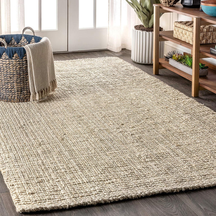 NRF102A-3 Pata Hand Woven Chunky Jute Indoor Area -rug Bohemian Farmhouse Easy -cleaning Bedroom Kitchen Living Room Non Shedding, 3 ft x 5 ft, Natural Color