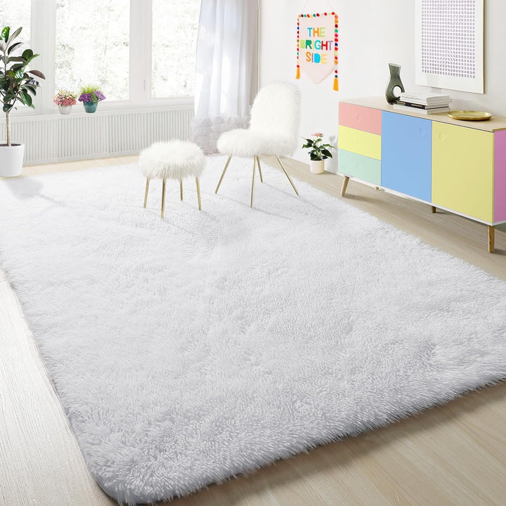 Pink Rugs for Girls Bedroom 4x6 Ft Fluffy Cute Girls Room Decor Aesthetic Area Rug Kawaii Baby Nursery Rug Plush Playroom Rug Shag Teen Girls Rug Thick Fur Dorm Rug Living Room Carpet