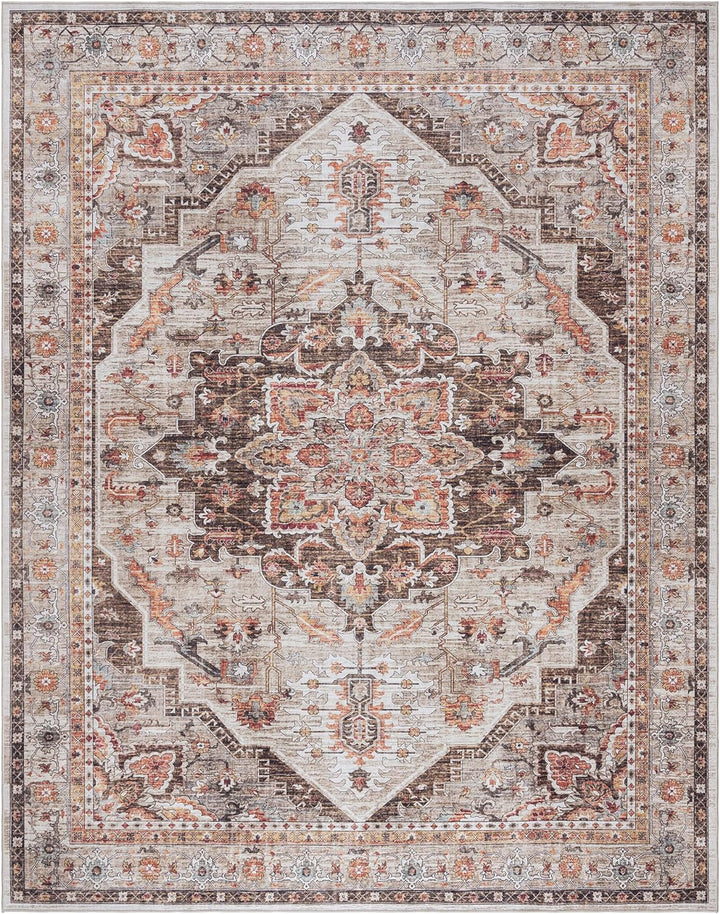 Printed Indoor Boho Area Rug - Non Slip, Ultra Thin, Super Strong, Printed Rug - Home Décor for Entryway, Bedroom, Living Room - 6x9 Medium, Cullen Red, 28939