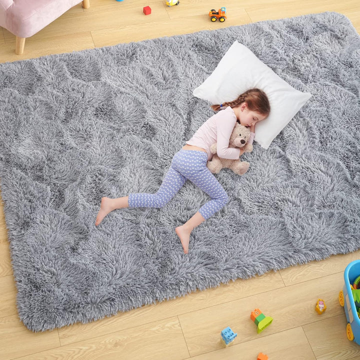 Ultra Soft Pink Rugs for Bedroom 4x6 Feet, Fluffy Shag Area Rugs for Living Room, Large Comfy Furry Rug for Girls Kids Baby Room Decor, Non Slip Nursery Modern Indoor Fuzzy Floor Carpet