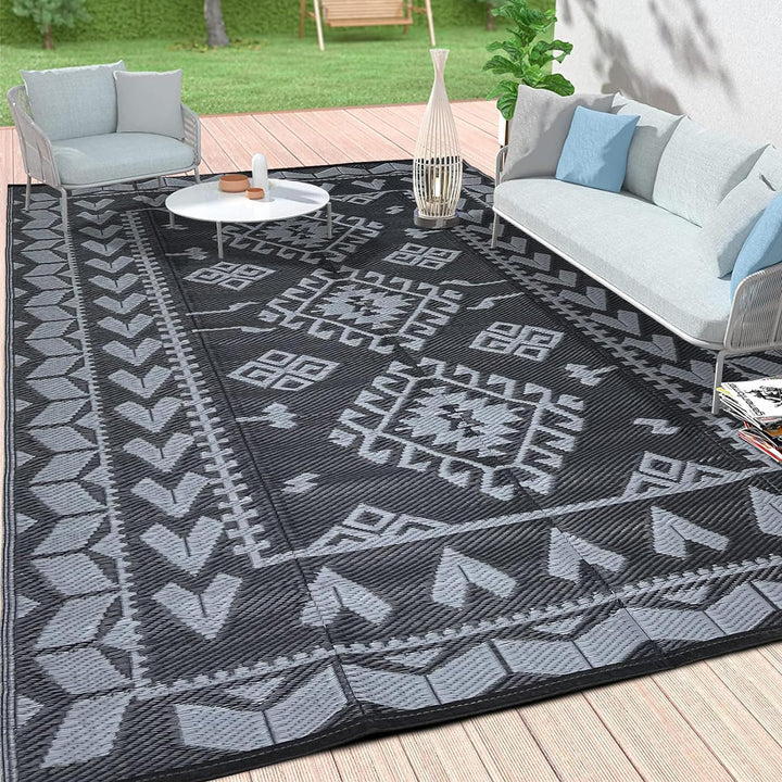 Outdoor Rugs for Patio Clearance, Waterproof Reversible Indoor Outdoor Rug Carpet, Portable Plastic Straw Rug for RV Camping, Picnic, Beach, Porch, Deck