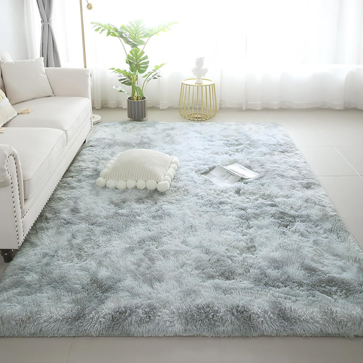 6x9 Area Rugs for Living Room, Machine Washable Shag Soft Shaggy Fluffy Rug, Non-Slip Indoor Floor Carpet for Bedroom, Kids Baby Boys Teen Dorm Home Decor Aesthetic, Silver&Grey