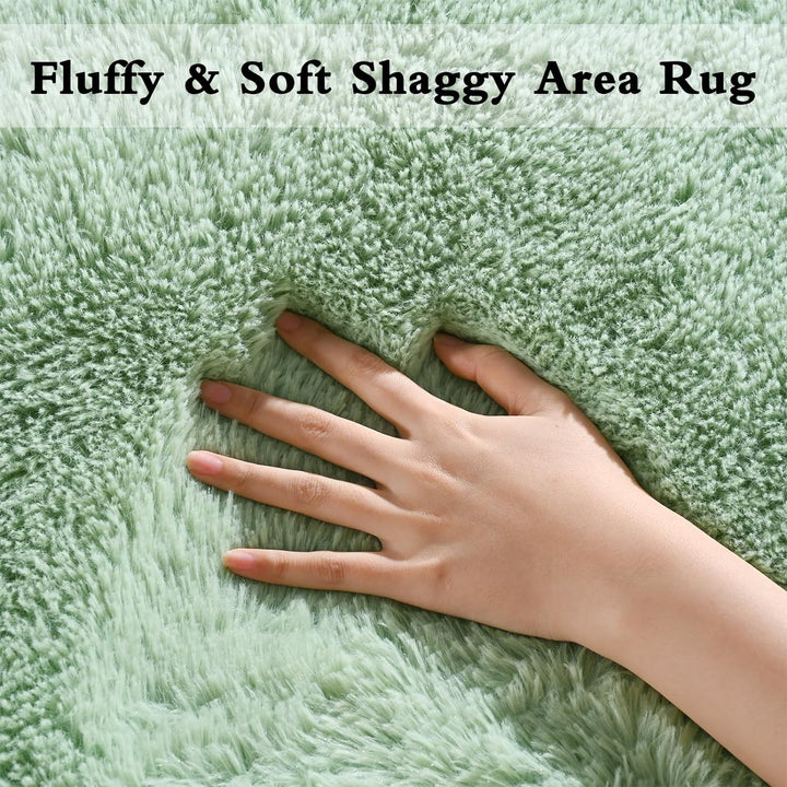 Super Soft Shaggy Rugs Fluffy Carpets, 4x6 ft, Green Area Rug for Living Room Bedroom Girls Kids Room Nursery Home Decor, Non-Slip Plush Indoor Floor Bedside Rug, 4x6 Feet Green