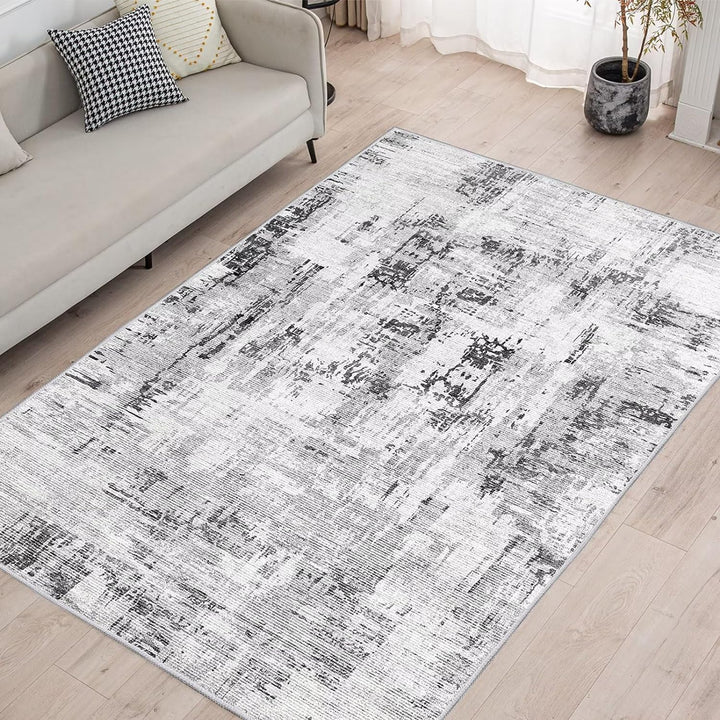 Washable Abstract Area Rug - Contemporary Style for Living Room, Bedroom, Kitchen, Machine Washable Rug for Living Room, Non-Shedding and Easy-Cleaning