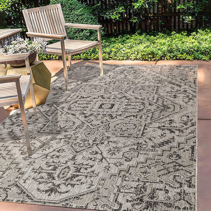 Estrella Bohemian Medallion Textured Weave Indoor/Outdoor Area-Rug, Coastal, Easy-Cleaning, HighTraffic, LivingRoom, Backyard, Non Shedding