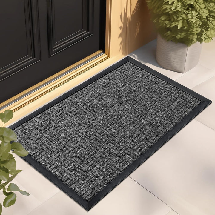 Front Door Mat, Heavy Duty Durable Welcome Mat for Outdoor Indoor, Dirt Trapper Waterproof Super Absorbent Door Mat for Entryway, Outside, Patio, Porch