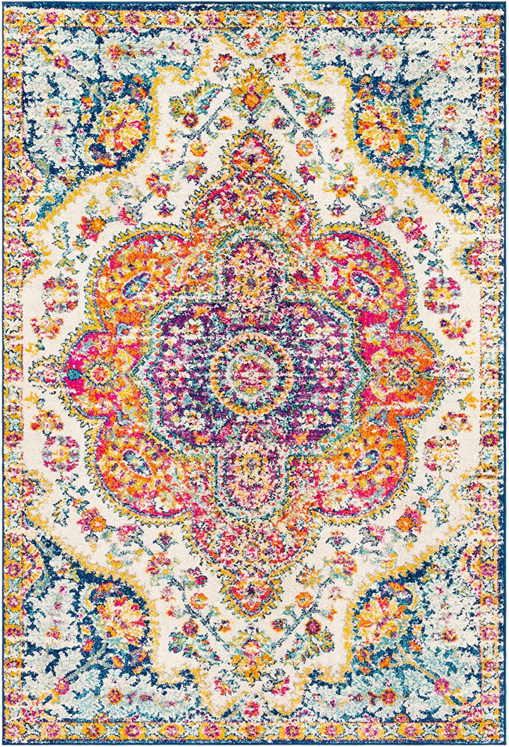 Romaine Vintage Medallion Area Rug, 5'3" x 7'6", Orange