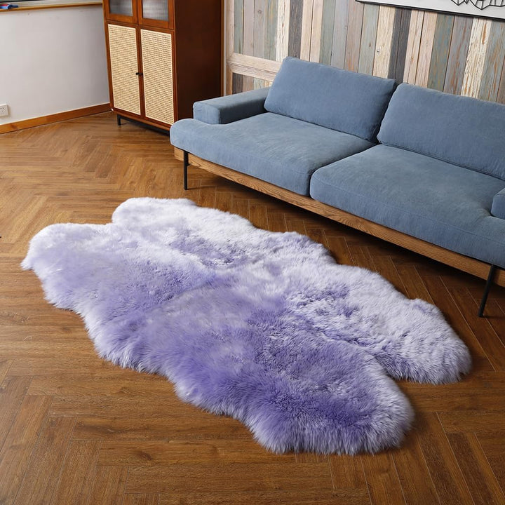 Genuine Sheepskin Area Rug Wool Rug Fur Carpet Fluffy Shaggy Fur Rug for Living Room Kids Bedroom Real Sheepskin Throw Lambskin Rugs Sofa Mat Chair Seat Covers (Tan, 2 x 6 ft Sheepskin)