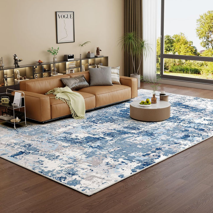 Washable Abstract Area Rug - Contemporary Style for Living Room, Bedroom, Kitchen, Machine Washable Rug for Living Room, Non-Shedding and Easy-Cleaning