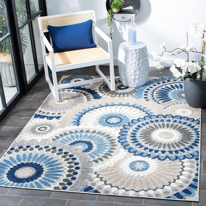 Cabana Collection Area Rug, Boho Medallion Design, Non-Shedding & Easy Care, Indoor/Outdoor & Washable-Ideal for Patio, Backyard, Mudroom