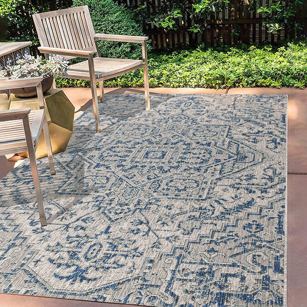 Estrella Bohemian Medallion Textured Weave Indoor/Outdoor Area-Rug, Coastal, Easy-Cleaning, HighTraffic, LivingRoom, Backyard, Non Shedding