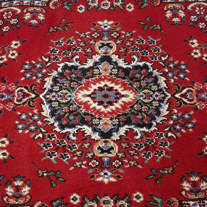 Premium Sakarya Traditional Medallion Border Area Rug, Claret, 5'2"x7'4" Rectangle