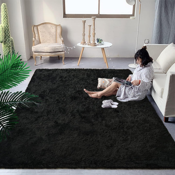 Super Soft Shaggy Rugs Fluffy Carpets, 4x6 ft, Green Area Rug for Living Room Bedroom Girls Kids Room Nursery Home Decor, Non-Slip Plush Indoor Floor Bedside Rug, 4x6 Feet Green