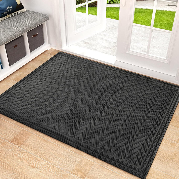 Front Door Mat, Heavy Duty Durable Welcome Mat for Outdoor Indoor, Dirt Trapper Waterproof Super Absorbent Door Mat for Entryway, Outside, Patio, Porch