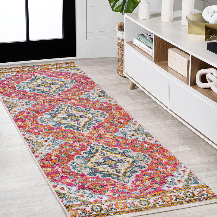 Bohemian Flair Boho Vintage Medallion Indoor Area-Rug Floral Easy-Cleaning High Traffic Bedroom Kitchen Living Room Non Shedding