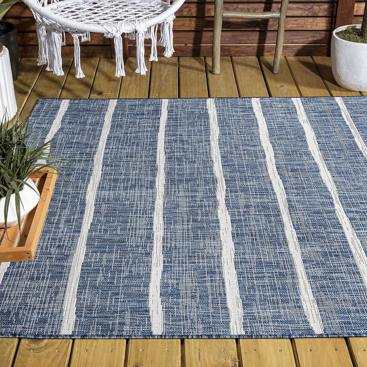 Colonia Berber Stripe Indoor Outdoor Area-Rug, Bohemian, Contemporary, Easy-Cleaning, Bedroom, Kitchen, Backyard, Patio, Non Shedding