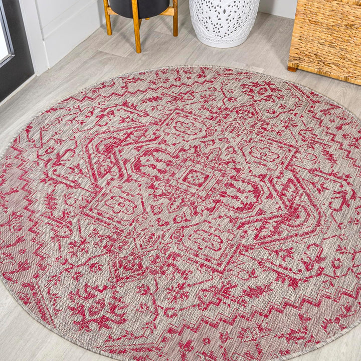 Estrella Bohemian Medallion Textured Weave Indoor/Outdoor Area-Rug, Coastal, Easy-Cleaning, HighTraffic, LivingRoom, Backyard, Non Shedding