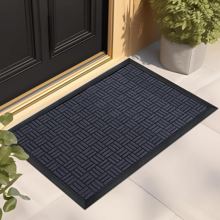 Front Door Mat, Heavy Duty Durable Welcome Mat for Outdoor Indoor, Dirt Trapper Waterproof Super Absorbent Door Mat for Entryway, Outside, Patio, Porch