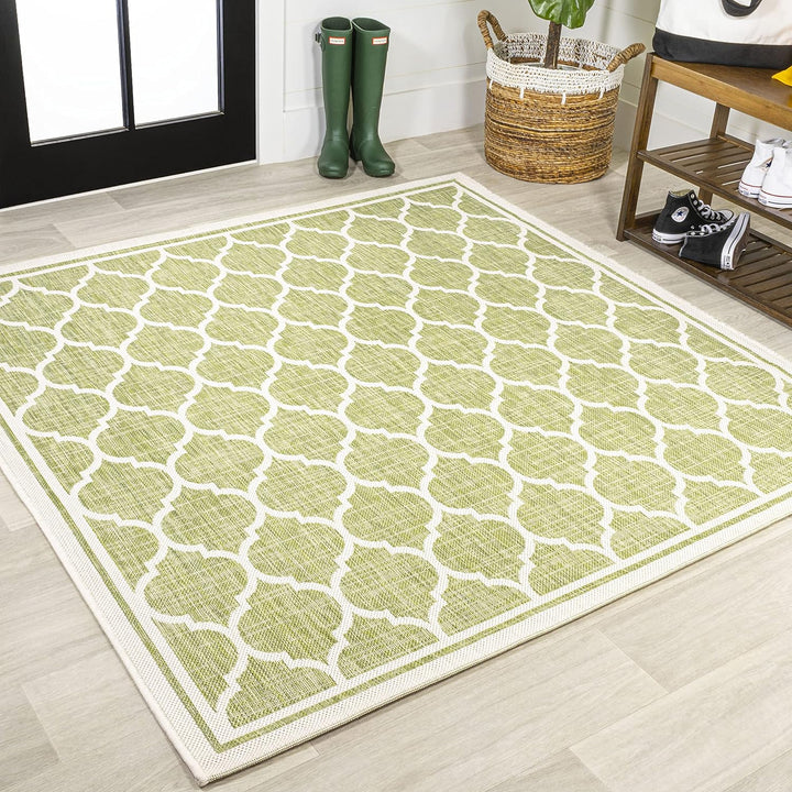 Trebol Moroccan Trellis Textured Weave Indoor Outdoor Area Rug, Modern, Bohemian, LivingRoom, Backyard