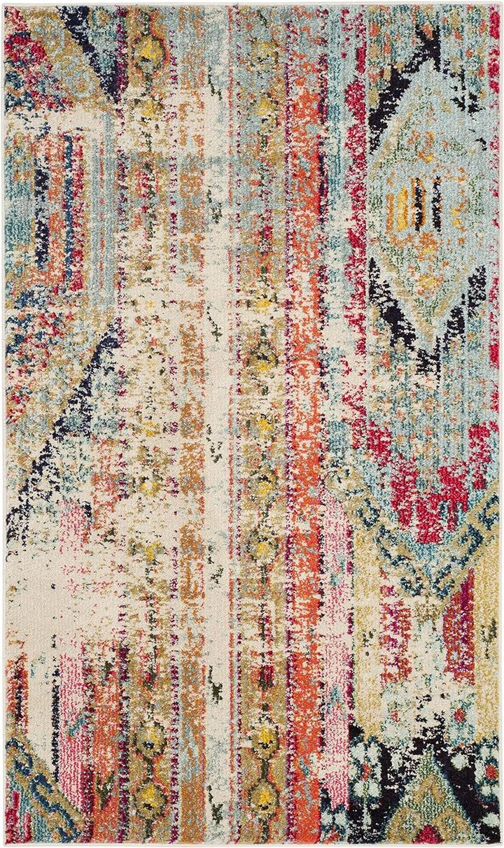 Monaco Collection Area Rug - Boho Chic Tribal Distressed Design, Non-Shedding & Easy Care, Ideal for High Traffic Areas in Living Room, Bedroom